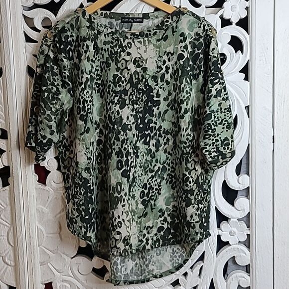EUC Kim & Cami plus size shirt size 1X multi greens - Picture 1 of 10